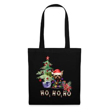 Weihnachtshund Yorkshire Terrier - Stoffbeutel - Schwarz - Vorne