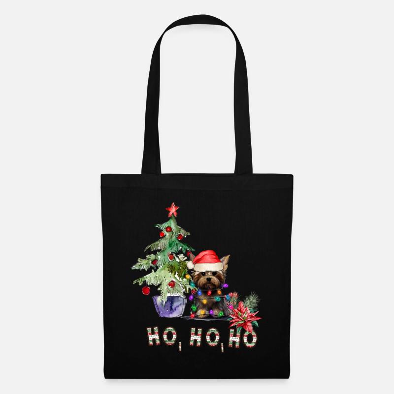 Weihnachtshund Yorkshire Terrier - Stoffbeutel - Schwarz