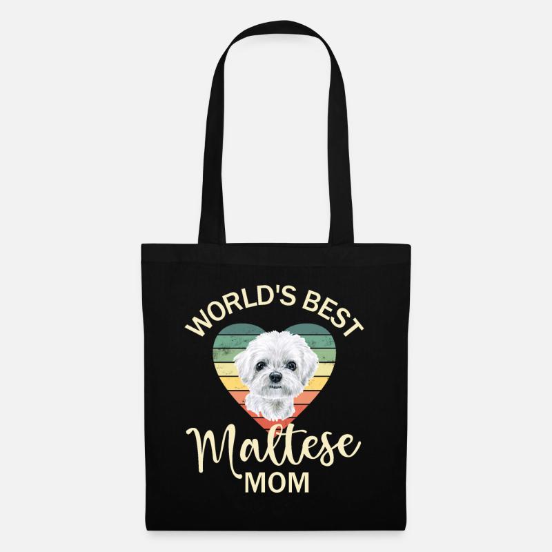 Malteser Hund - Stoffbeutel - Schwarz