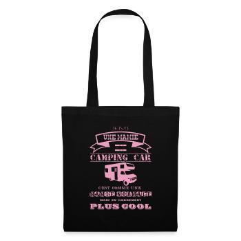 Je suis une mamie en camping Car rose - Sac en tissu - noir - Devant