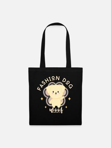 Adorable Sewing Dog - Tote Bag - black