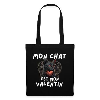 Mon chat est mon Valentin - Sac en tissu - noir - Devant