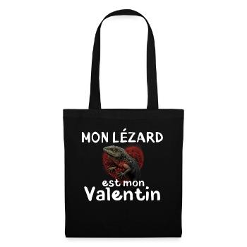 Mon lézard est mon Valentin - Sac en tissu - noir - Devant