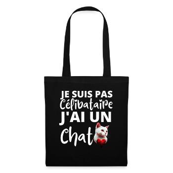 Je suis pas célibataire j'ai un chat - Sac en tissu - noir - Devant