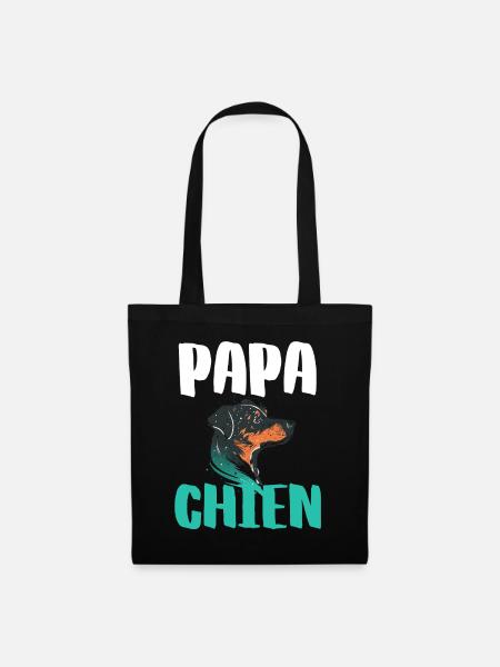 Papa Chien - Illustration Canine Colorée Moderne - Sac en tissu - noir