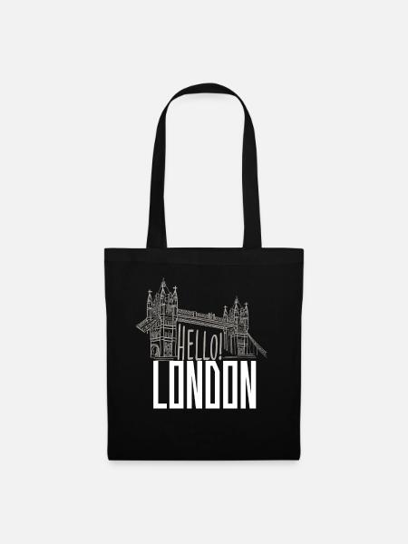 Hallo London: Tower Bridge Silhouette - Stoffbeutel - Schwarz