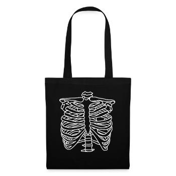 Skeleton front rip cage - Tote Bag - black - Front