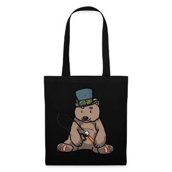 Brown Bear Grizzly Amgler canne à pêche - Sac en tissu - noir - Devant