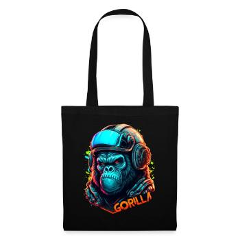 Gorille astronaute néon casque - Sac en tissu - noir - Devant