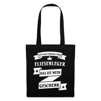 Fliesenleger Fliesenlegen Fliesen Handwerk Spruch - Stoffbeutel - Schwarz - Vorne
