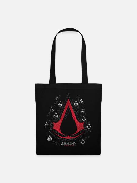 Assassin's Creed Rotes Logo Mit Symbolen - Stoffbeutel - Schwarz