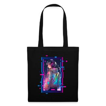 Cyber Futuristic Girl 2 - Anime Shirt - Stoffbeutel - Schwarz - Vorne