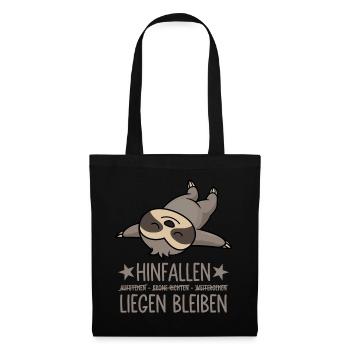 Hinfallen liegen bleiben - Lustiges Faultier - Stoffbeutel - Schwarz - Vorne