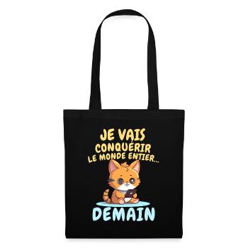 Chat ambitieux demain conquérir le monde - Sac en tissu - noir - Devant
