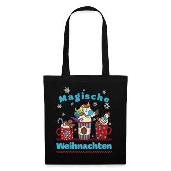 Einhorn - Magische Weihnachten - Kinder Mädchen - Stoffbeutel - Schwarz - Vorne