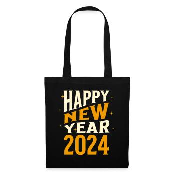 Happy New Year 2024 Silvester Neujahr Party Feier - Stoffbeutel - Schwarz - Vorne