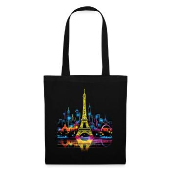 Paris, Eiffel Tower, France, City, Skyline, Night - Tote Bag - black - Front