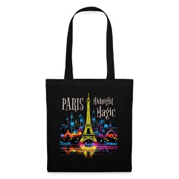 Paris, Eiffel Tower, France, City, Skyline, Night - Tote Bag - black - Front