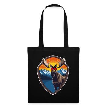Cool moose with sunglasses, hiking, mountains - Tote Bag - black - Front