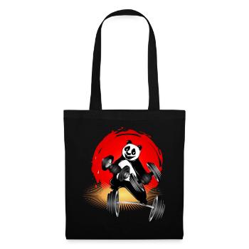 Bodybuilder panda bear with dumbbells while exercising - Tote Bag - black - Front