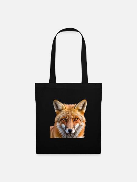 Fuchs Tierbild - Stoffbeutel - Schwarz