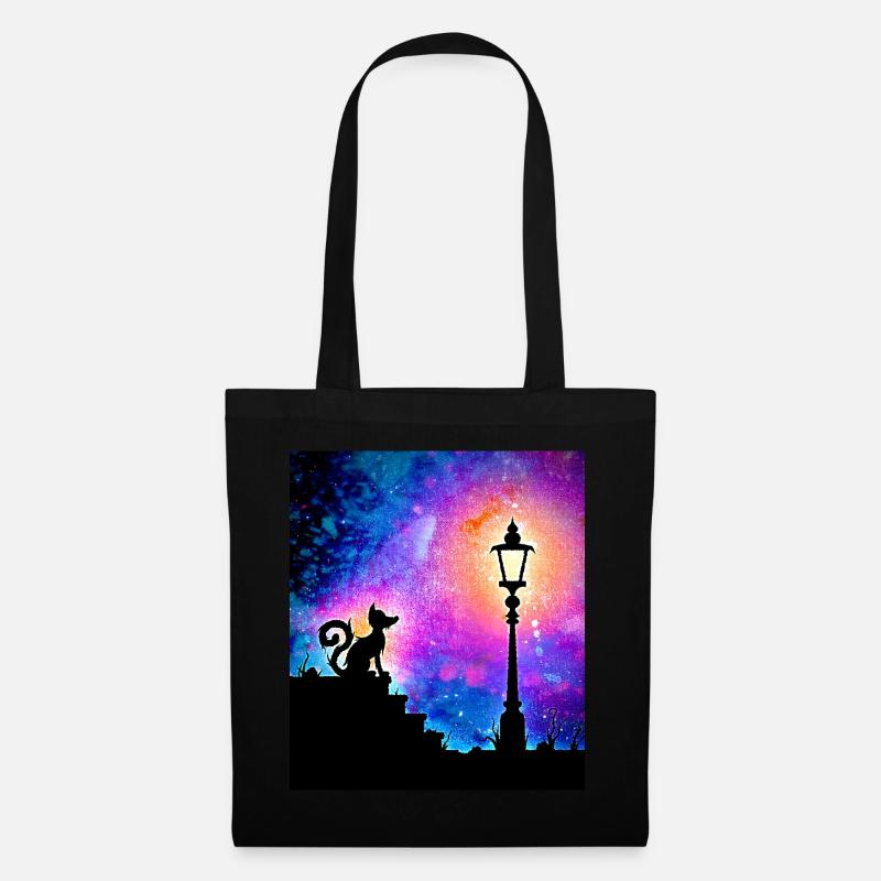 Fox Staring At Streetlight in Silhouette Style - Tote Bag - black