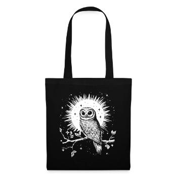 hibou aigle hibou hibou oiseau de nuit oiseau animal nuit lune nature - Sac en tissu - noir - Devant