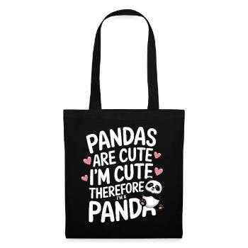 Pandabär Panda Tier Pandas - Stoffbeutel - Schwarz - Vorne