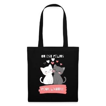 Félins amoureux pour l'autre - Sac en tissu - noir - Devant