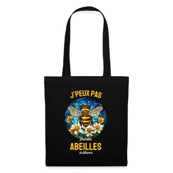 J'peux pas j'ai des abeilles – Vitrail Floral - Sac en tissu - noir - Devant