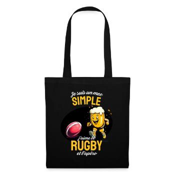Rugby et Apéro Cartoon Bière - Sac en tissu - noir - Devant