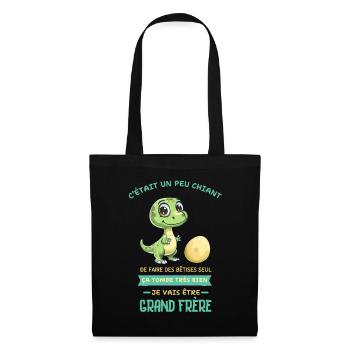 Dino mignon, Grand frère arrive - Sac en tissu - noir - Devant