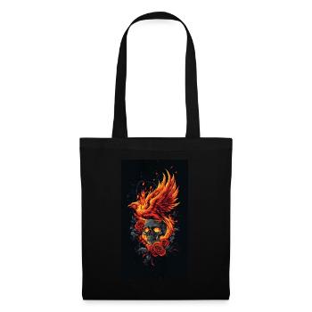 Phoenix Skull in Flames and Roses - Tote Bag - black - Front