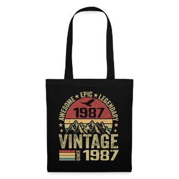 Vintage 1987 Cadeau Anniversaire 1987 - Né en 1987 - Sac en tissu - noir - Devant