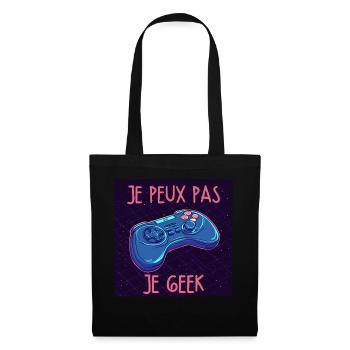 Je peux pas je geek — Manette neon - Sac en tissu - noir - Devant