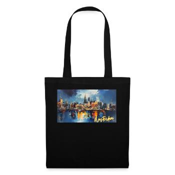 Amsterdam Blue Night Skyline Abstract - Tote Bag - black - Front