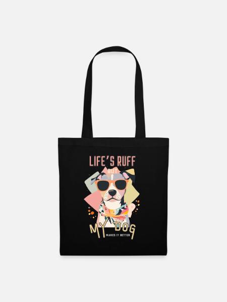 Ruff Life Sunglass Dog - Tote Bag - black