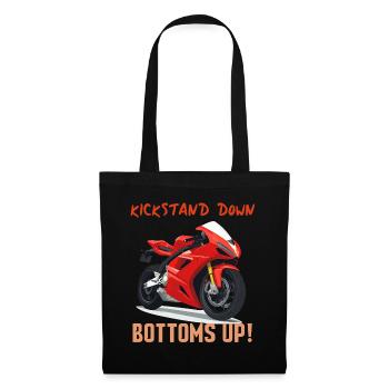Kickstand Down Bottoms Up Moto - Stoffbeutel - Schwarz - Vorne