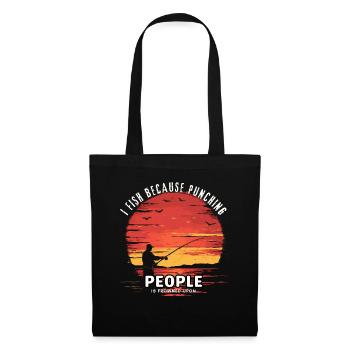 Silhouette du pêcheur au coucher de soleil - Sac en tissu - noir - Devant