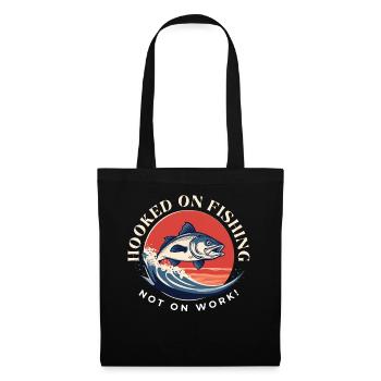 Accro à la pêche, pas au travail - Sac en tissu - noir - Devant