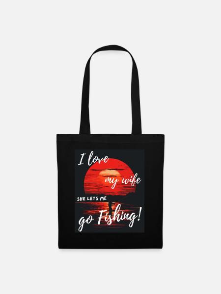 I Love My Wife Fishing Sunset - Tote Bag - black