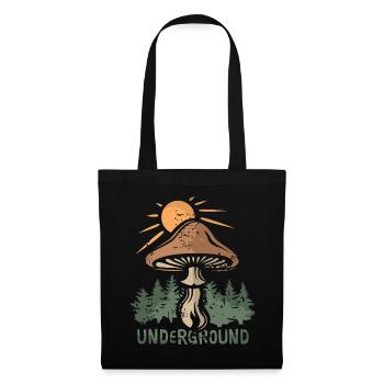 Forêt naturelle avec champignons - cueilleurs de champignons et amateurs de plein air - Sac en tissu - noir - Devant