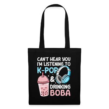 K-Pop Musique pop coréenne Bubble Tea Boba - Sac en tissu - noir - Devant