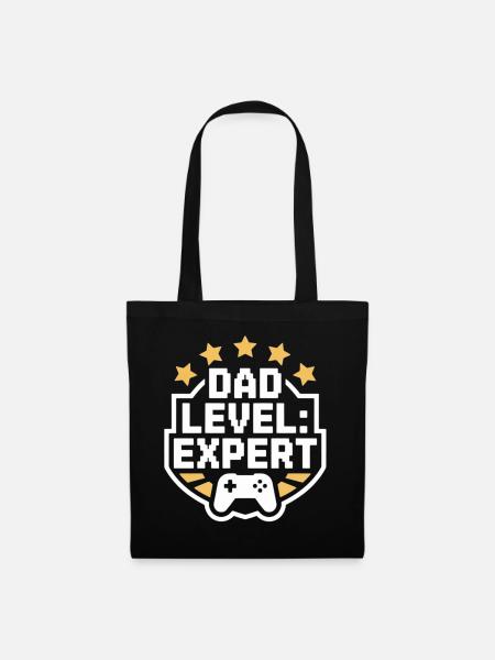 Dad Level Expert Gaming Shirt - Tote Bag - black