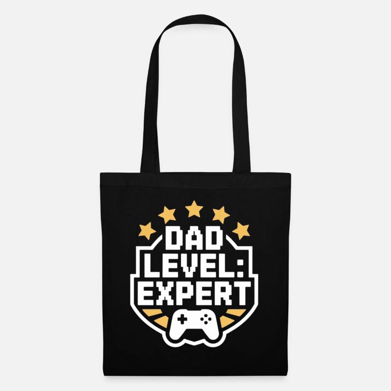 Papa Level Experte Gaming Shirt - Stoffbeutel - Schwarz