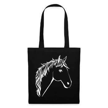 Tête de cheval chevaux T-shirt cadeau cavalier - Sac en tissu - noir - Devant
