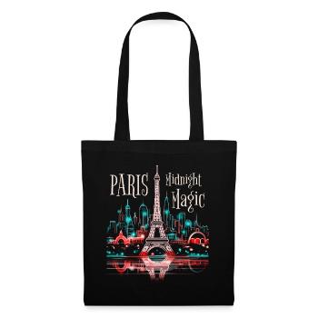 Paris Eiffel Tower France City Skyline Night - Tote Bag - black - Front