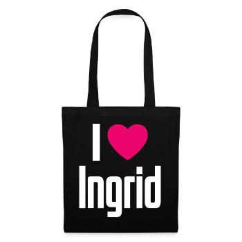 I Love Ingrid Pinkes Herz Ich liebe Ingrid - Stoffbeutel - Schwarz - Vorne