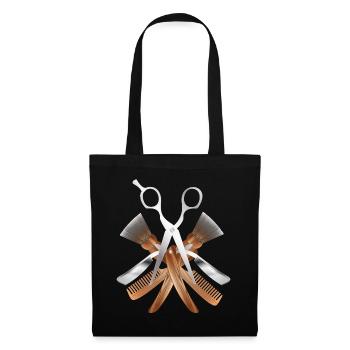 Stylish barber motif with scissors and tools - Tote Bag - black - Front