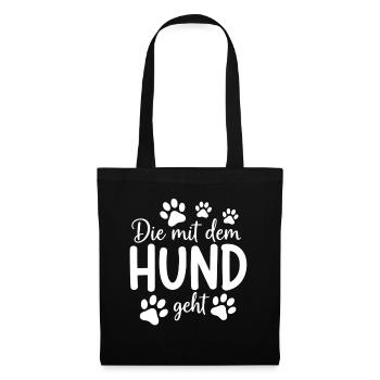 Qui promène les femmes chiens avec le chien - Sac en tissu - noir - Devant